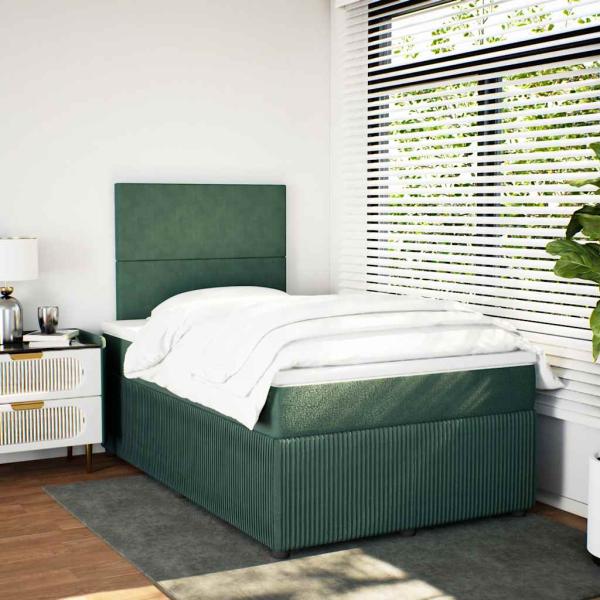 Boxspringbett mit Matratze Dunkelgrün 120x200 cm Samt