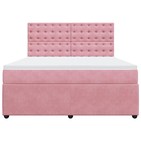 Boxspringbett mit Matratze Rosa 180x200 cm Samt