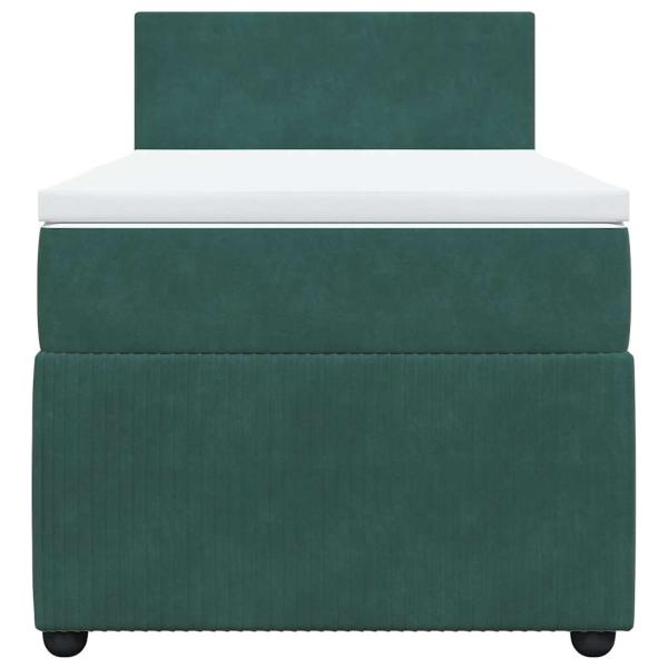 Boxspringbett mit Matratze Dunkelgrün 90x190 cm Samt