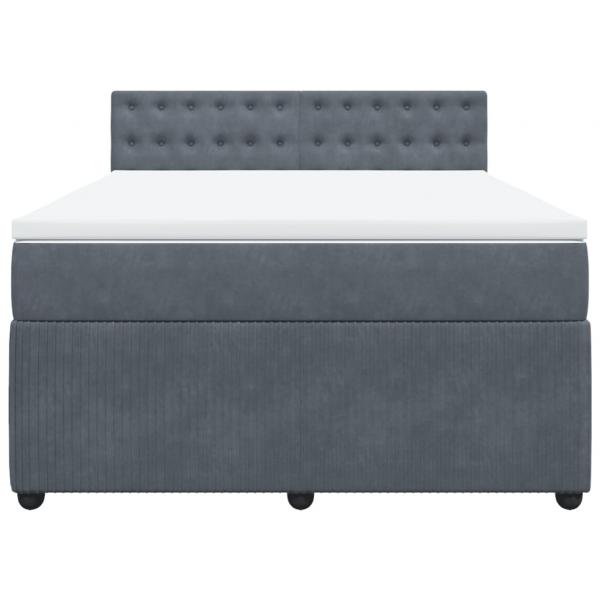 Boxspringbett mit Matratze Dunkelgrau 160x200 cm Samt