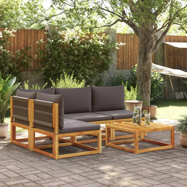 ARDEBO.de - 5-tlg. Garten-Sofagarnitur mit Kissen Massivholz Akazie