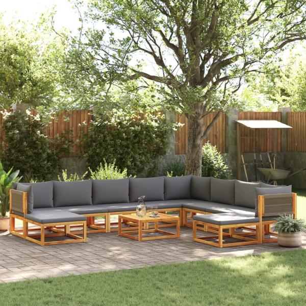 ARDEBO.de - 11-tlg. Garten-Sofagarnitur mit Kissen Massivholz Akazie