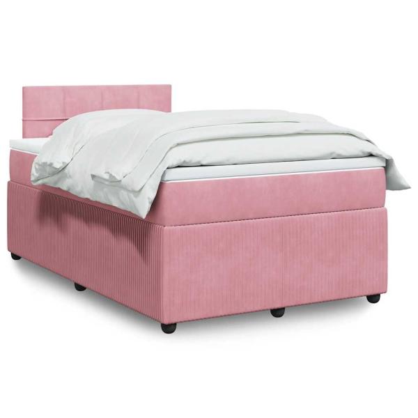 ARDEBO.de - Boxspringbett mit Matratze Rosa 120x200 cm Samt