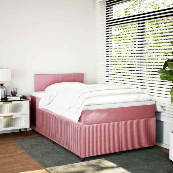Boxspringbett mit Matratze Rosa 120x200 cm Samt