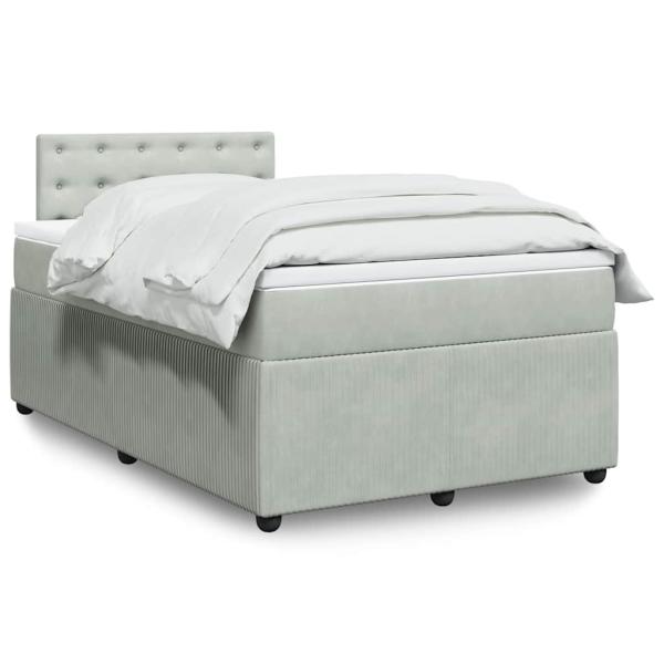 ARDEBO.de - Boxspringbett mit Matratze Hellgrau 120x200 cm Samt