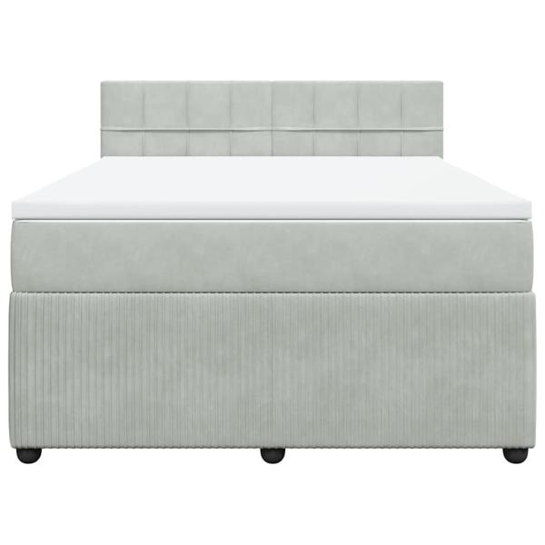 Boxspringbett mit Matratze Hellgrau 140x190 cm Samt