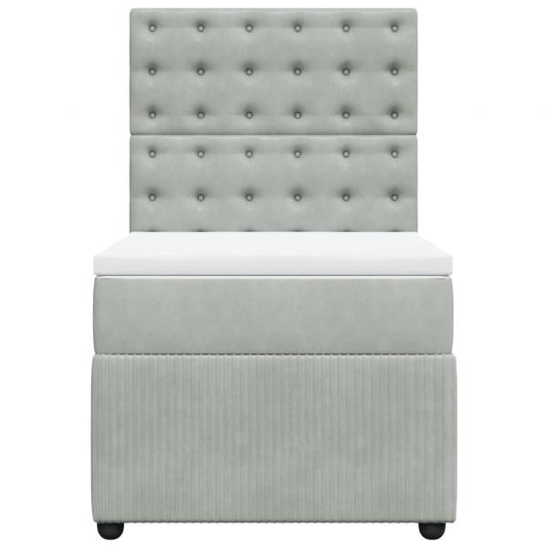 Boxspringbett mit Matratze Hellgrau 100x200 cm Samt