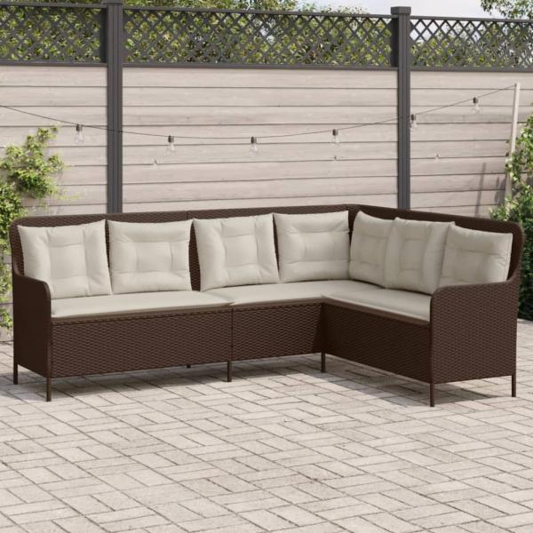 ARDEBO.de - Gartensofa in L-Form mit Kissen Braun Poly Rattan
