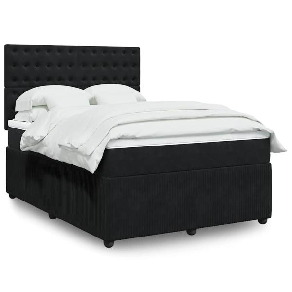 ARDEBO.de - Boxspringbett mit Matratze Schwarz 140x200 cm Samt