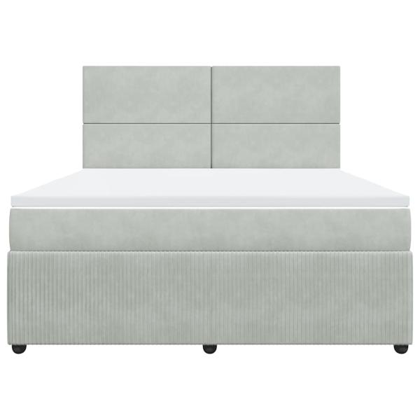 Boxspringbett mit Matratze Hellgrau 180x200 cm Samt