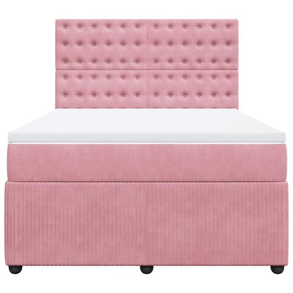 Boxspringbett mit Matratze Rosa 140x190 cm Samt