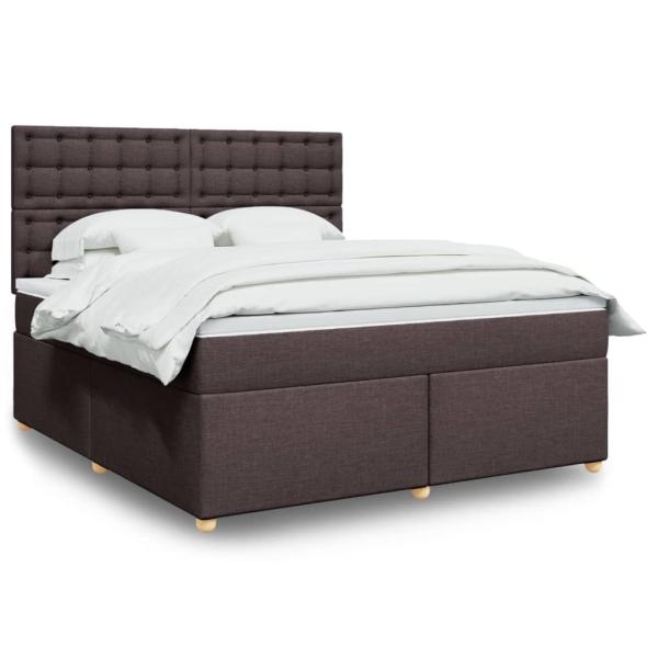 ARDEBO.de - Boxspringbett mit Matratze Dunkelbraun 180x200 cm Stoff