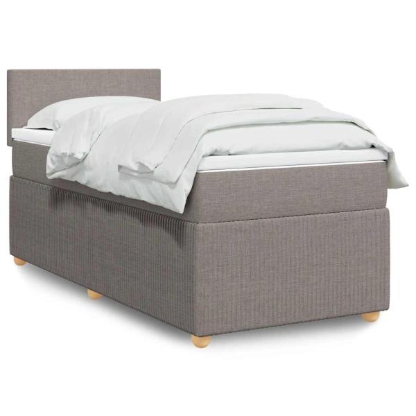 ARDEBO.de - Boxspringbett mit Matratze Taupe 90x190 cm Stoff