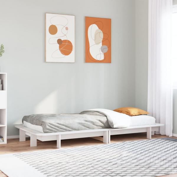 ARDEBO.de - Massivholzbett ohne Matratze Weiß 75x190 cm Kiefernholz
