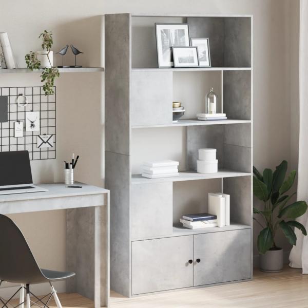 ARDEBO.de - Bücherregal Betongrau 100x36x189 cm Holzwerkstoff