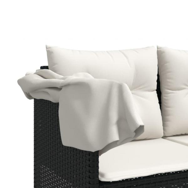 5-tlg. Garten-Sofagarnitur mit Kissen Schwarz Poly Rattan