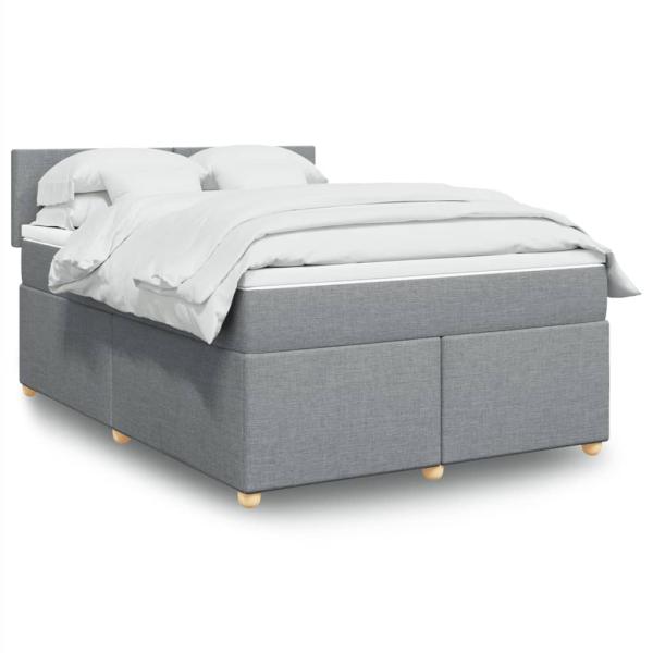 ARDEBO.de - Boxspringbett mit Matratze Hellgrau 140x190 cm Stoff