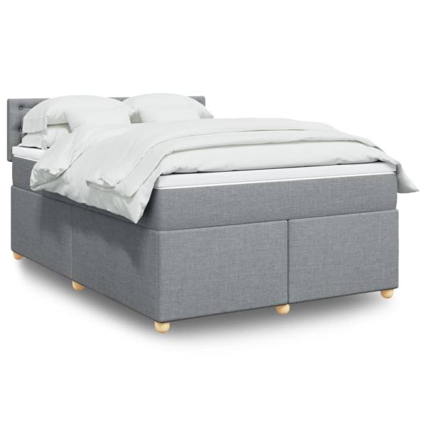 ARDEBO.de - Boxspringbett mit Matratze Hellgrau 140x190 cm Stoff