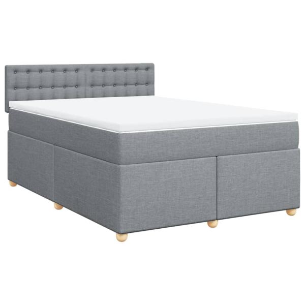 Boxspringbett mit Matratze Hellgrau 140x190 cm Stoff