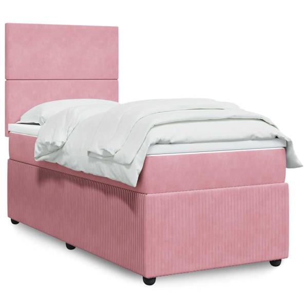 ARDEBO.de - Boxspringbett mit Matratze Rosa 90x190 cm Samt