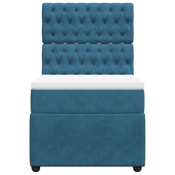 Boxspringbett mit Matratze Dunkelblau 100x200 cm Samt