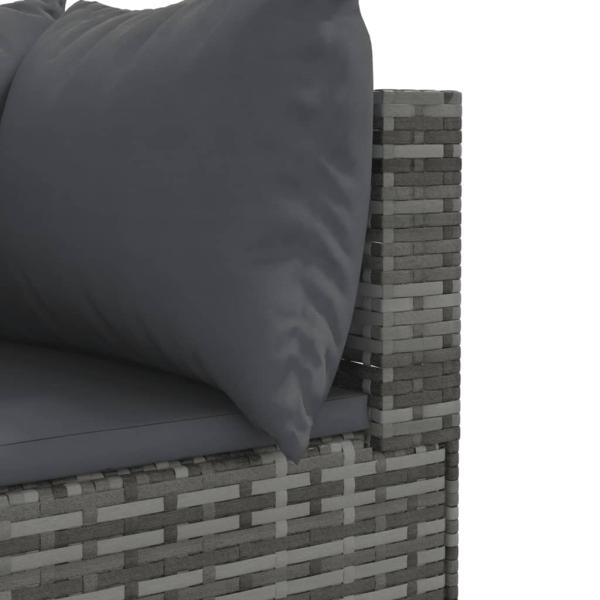 ARDEBO.de - 7-tlg. Garten-Lounge-Set mit Kissen Grau Poly Rattan
