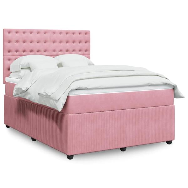 ARDEBO.de - Boxspringbett mit Matratze Rosa 140x200 cm Samt