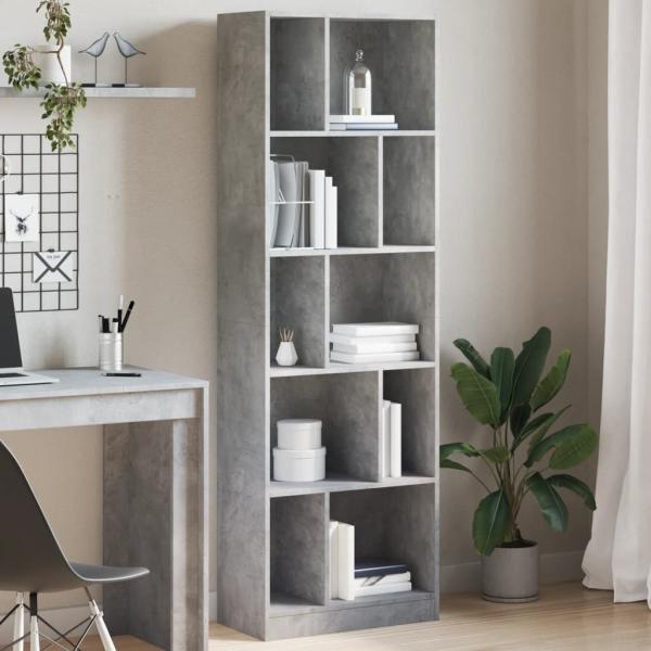 ARDEBO.de - Bücherregal Betongrau 57x28,5x174 cm Holzwerkstoff