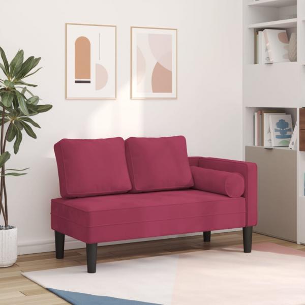 ARDEBO.de - Chaiselongue mit Kissen Weinrot Samt