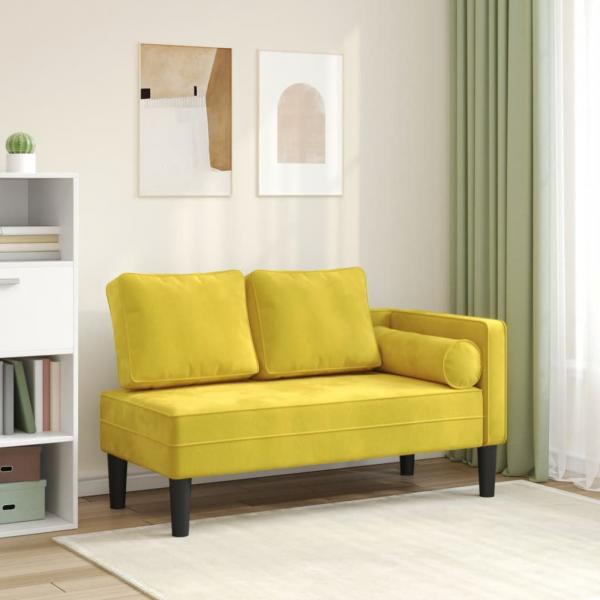 ARDEBO.de - Chaiselongue mit Kissen Gelb Samt