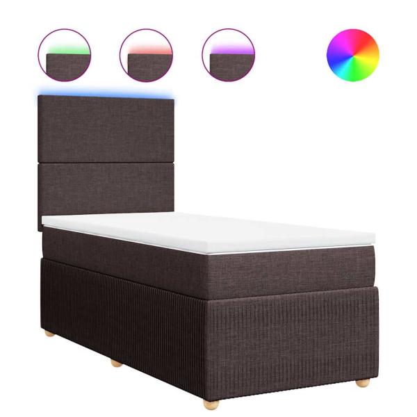 Boxspringbett mit Matratze Dunkelbraun 90x190 cm Stoff