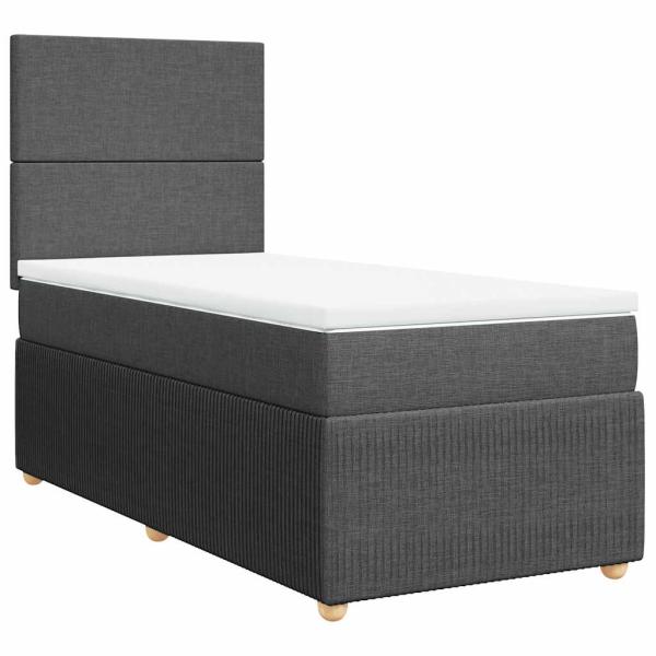 Boxspringbett mit Matratze Dunkelgrau 90x190 cm Stoff