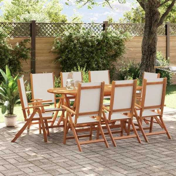ARDEBO.de - 9-tlg. Garten-Essgruppe Massivholz Akazie und Textilene