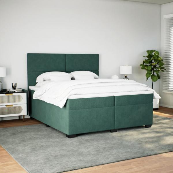 Boxspringbett mit Matratze Dunkelgrün 200x200 cm Samt