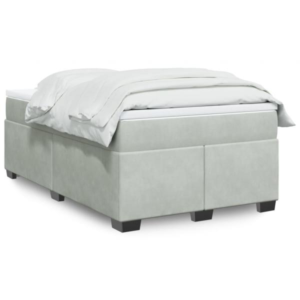 ARDEBO.de - Boxspringbett mit Matratze Hellgrau 120x190 cm Samt