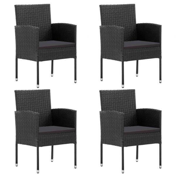 ARDEBO.de - Gartenstühle mit Kissen in Schwarz 4 Stk. Schwarz Polyrattan