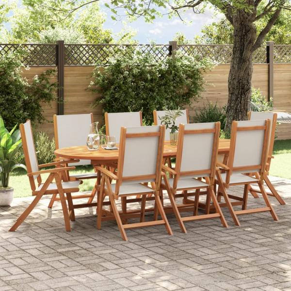 ARDEBO.de - 9-tlg. Garten-Essgruppe Massivholz Akazie und Textilene