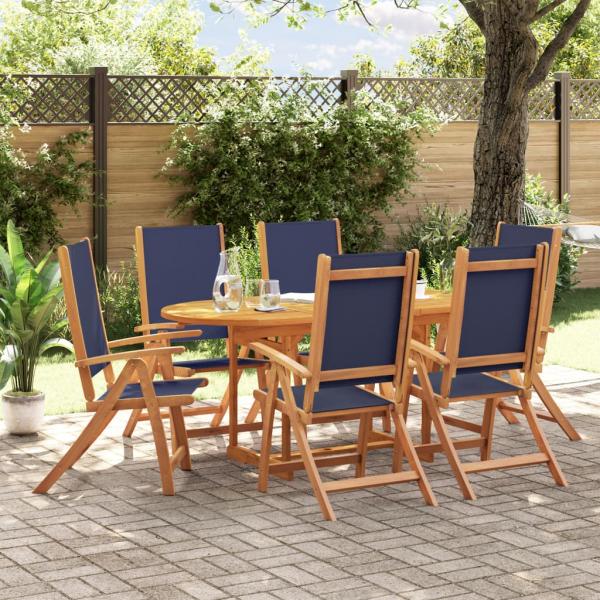ARDEBO.de - 7-tlg. Garten-Essgruppe Massivholz Akazie und Textilene