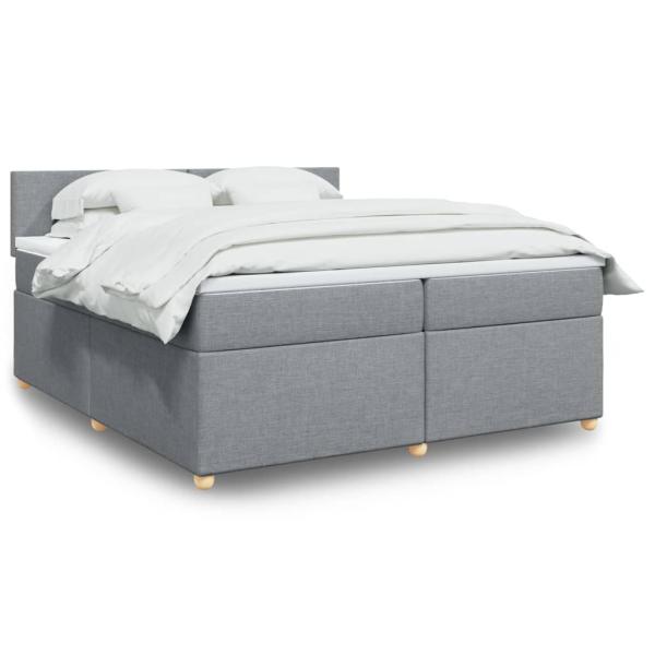 ARDEBO.de - Boxspringbett mit Matratze Hellgrau 200x200 cm Stoff
