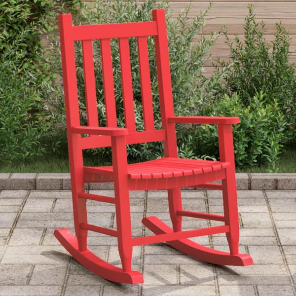 ARDEBO.de - Schaukelstuhl für Kinder Rot Massivholz Pappel