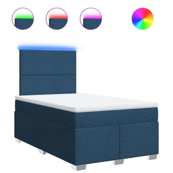 Boxspringbett mit Matratze Blau 120x200 cm Stoff