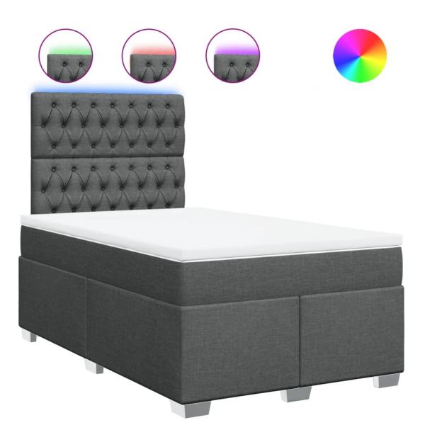 Boxspringbett mit Matratze Dunkelgrau 120x200 cm Stoff