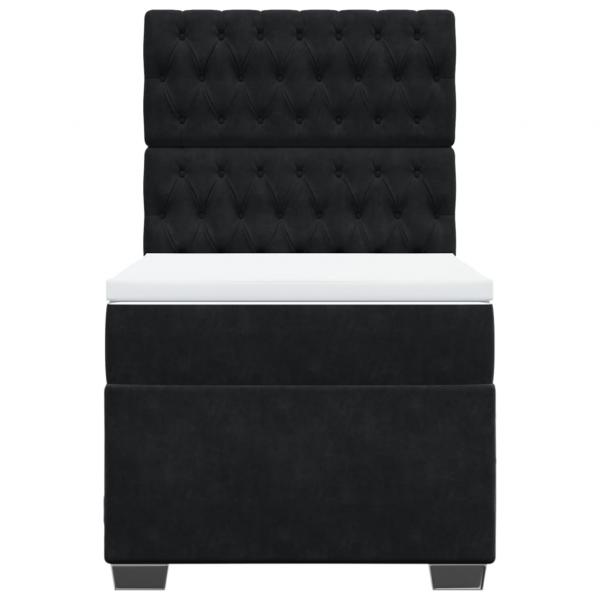 Boxspringbett mit Matratze Schwarz 90x190 cm Samt