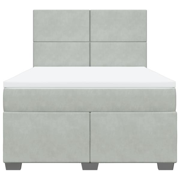 Boxspringbett mit Matratze Hellgrau 160x200 cm Samt
