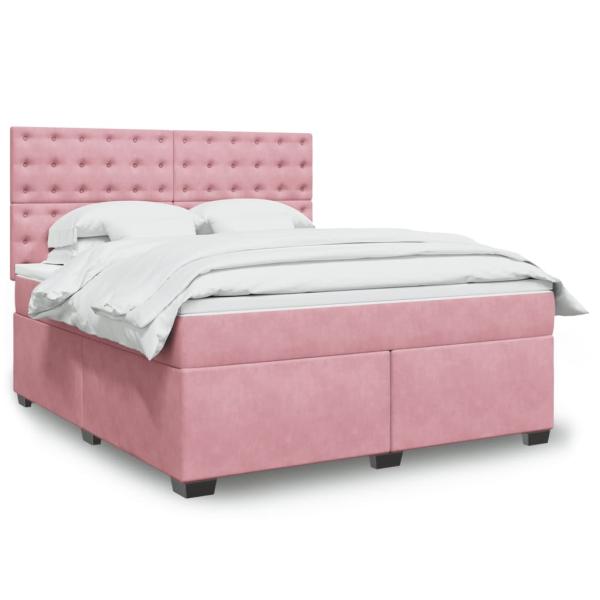 ARDEBO.de - Boxspringbett mit Matratze Rosa 180x200 cm Samt