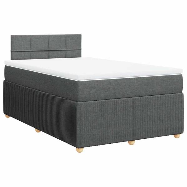 ARDEBO.de - Boxspringbett mit Matratze Dunkelgrau 120x200 cm Stoff