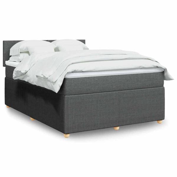ARDEBO.de - Boxspringbett mit Matratze Dunkelgrau 140x190 cm Stoff