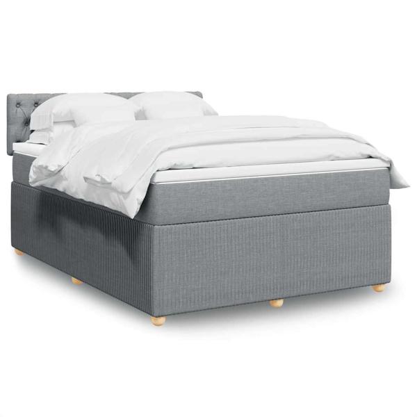 ARDEBO.de - Boxspringbett mit Matratze Hellgrau 140x190 cm Stoff