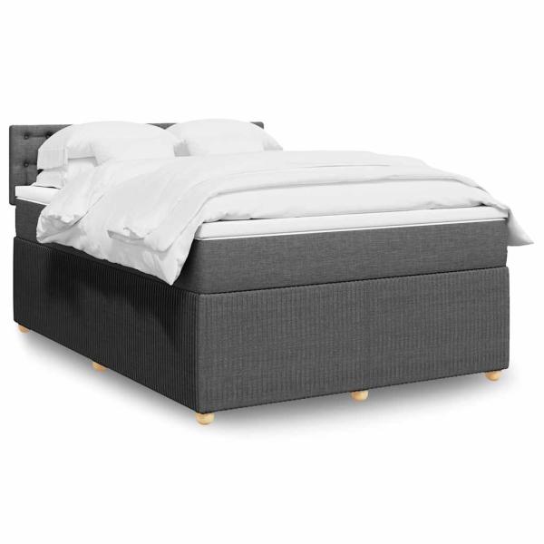 ARDEBO.de - Boxspringbett mit Matratze Dunkelgrau 140x190 cm Stoff