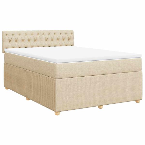 ARDEBO.de - Boxspringbett mit Matratze Creme 140x200 cm Stoff